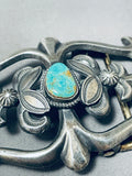 Astounding Vintage Native American Navajo Royston Turquoise Sterling Silver Buckle-Nativo Arts