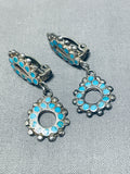 Very Rare Early 1900's Vintage Native American Zuni Turquoise Sterling Silver Earrings-Nativo Arts