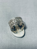Awesome Native American Navajo Signed Blue Gem Turquoise Sterling Silver Colossal Ring-Nativo Arts