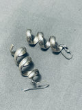 Eye-catching Handmade Spiral Native American Navajo Sterling Silver Corkscrew Earrings-Nativo Arts