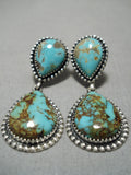 One Of The Best Native American Navajo #8 Turquoise Sterling Silver Earrings-Nativo Arts