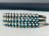 Very Old Vintage Native American Zuni Turquoise Eye Sterling Silver Bracelet-Nativo Arts