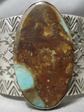 Huge Native American Navajo Royston Turquoise Sterling Silver Stamped Bracelet Cuff-Nativo Arts