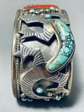 One Of Most Intricate Vintage Southwestern Turquoise Sterling Silver Bracelet-Nativo Arts