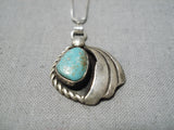 Beautiful Vintage Native American Navajo Royston Turquoise Sterling Silver Necklace Old-Nativo Arts