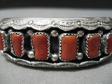 Amazing Chunky Coral Sterling Silver Shadowbox Native American Bracelet-Nativo Arts