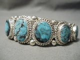 Incredible Vintage Native American Navajo Blie Diamond Turquoise Sterling Silver Bracelet Ring-Nativo Arts