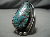 Important Blue Diamond Turquoise Sterling Silver Native American Ring-Nativo Arts