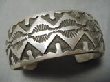 One Of The Best Deep Stamp Vintage Native American Navajo Sterling Silver Bracelet-Nativo Arts
