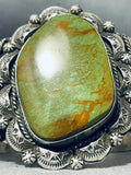 Huge Vintage Native American Navajo Green Turquoise Expert Stamp Sterling Silver Bracelet-Nativo Arts