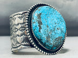 Ocean Boulder Turquoise Native American Navajo Sterling Silver Heavy Bracelet-Nativo Arts