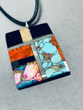 Native American Appealing Santo Domingo Turquoise Inlay Sterling Silver Necklace-Nativo Arts