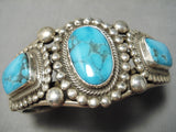 Heavy Thick Vintage Native American Navajo Turquoise Sterling Silver Rick Martinez Bracelet-Nativo Arts