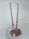 Marv Pinto Vintage Native American Navajo Buffalo Sterling Silver Necklace Old-Nativo Arts