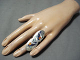 Impressive Vintage Zuni Lapis Sterling Silver Ring Native American Old-Nativo Arts