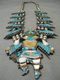 Native American Best Vintage Navajo Turquoise Kachina Sterling Silver Squash Blossom Necklace-Nativo Arts