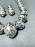 One Of The Most Unique Vintage Native American Navajo Tubule Sterling Silver Necklace Set-Nativo Arts