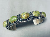 Smithsonian Artist Vintage Native American Navajo Green Turquoise Sterling Silver Bracelet-Nativo Arts