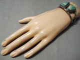 Incredible Vintage Native American Navajo Triangle Turquoise Sterling Silver Bracelet Old-Nativo Arts