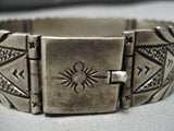 One Of The Best Clasp Vintage Native American Navajo Turquoise Sterling Silver Link Bracelet Old-Nativo Arts