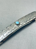 Stunning Native American Navajo Blue Gem Turquoise Sterling Silver Hair Barrette-Nativo Arts