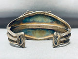 Late 1800's Early 1900's Vintage Native American Navajo Turquoise Coin Sterling Silver Bracelet-Nativo Arts
