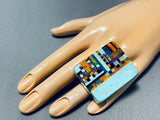 Native American One Of The Best Ever Vintage Santo Domingo Inlay Sterling Silver Ring-Nativo Arts