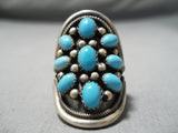 Huge Vintage Navajo Turquoise Sun Sterling Silver Native American Ring-Nativo Arts