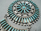 Important Vintage Native American Zuni Libert Peyketewa Turquoise Sterling Silver Necklace-Nativo Arts