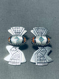 Native American One Of The Most Unique Vintage Southwest Inlay Sterling Silver Earrings-Nativo Arts