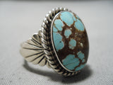 Important Vintage Native American Navajo #8 Turquoise Sterling Silver Ring-Nativo Arts