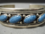 Rare Roy Begay Vintage Native American Navajo Slanted Lapis Sterling Silver Bracelet-Nativo Arts