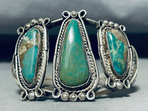 Huge Museum Triple Royston Turquoise Vintage Native American Navajo Sterling Silver Bracelet-Nativo Arts