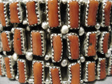 Amazing Wrap Around Coral Sterling Silver Native American Navajo Bracelet Cuff-Nativo Arts