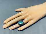 Amazing Leaf Vintage Native American Navajo Turquoise Sterling Silver Ring Old-Nativo Arts