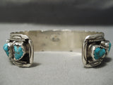 Rare Triangle Nuggets Vintage Native American Navajo Turquoise Sterling Silver Bracelet Old-Nativo Arts