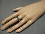 Rare Adjustable Sterling Silver Turquoise Vintage Native American Navajo Ring-Nativo Arts