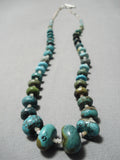 Rare Turquoise! Vintage Navajo Heishi Sterling Silver Native American Necklace-Nativo Arts