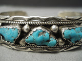 Rare Triangle Nuggets Vintage Native American Navajo Turquoise Sterling Silver Bracelet Old-Nativo Arts