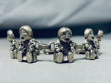 Extremely Detailed Vintage Native American Navajo Storyteller Sterling Silver Link Bracelet-Nativo Arts