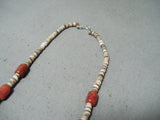 Native American Wonderful Santo Domingo Coral Heishi Sterling Silver Necklace-Nativo Arts