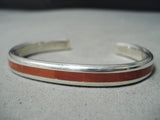 Beautiful Zuni Coral Sterling Silver Bracelet Native American-Nativo Arts