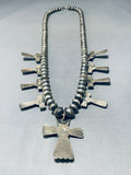 One Of The Best Native American Navajo Turquoise Cross Sterling Silver Squash Blossom Necklace-Nativo Arts