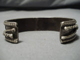 Impressive Vintage Native American Navajo Raised Border Turquoise Sterling Silver Bracelet Cuff-Nativo Arts