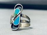 Tears Of Joy Vintage Native American Zuni Turquoise Sterling Silver Ring Old-Nativo Arts