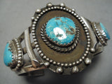 Important Andrew Dewa Vintage Native American Zuni Sterling Silver Turquoise Bracelet Old-Nativo Arts