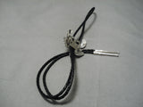 Important Native American Navajo Wilf Begay Toad Sterling Silver Bolo Tie-Nativo Arts