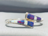 Jaw Dropping Vintage Native American Navajo Sugulite Sterling Silver Opal Inlay Bracelet-Nativo Arts