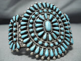 Amazing Vintage Native American Navajo Turquoise Cluster Sterling Silver Bracelet Old-Nativo Arts