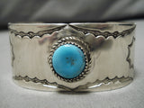 Hand Tooled Vintage Native American Navajo Native American Navajo Sky Blue Turquoise Sterling Silver Bracelet-Nativo Arts